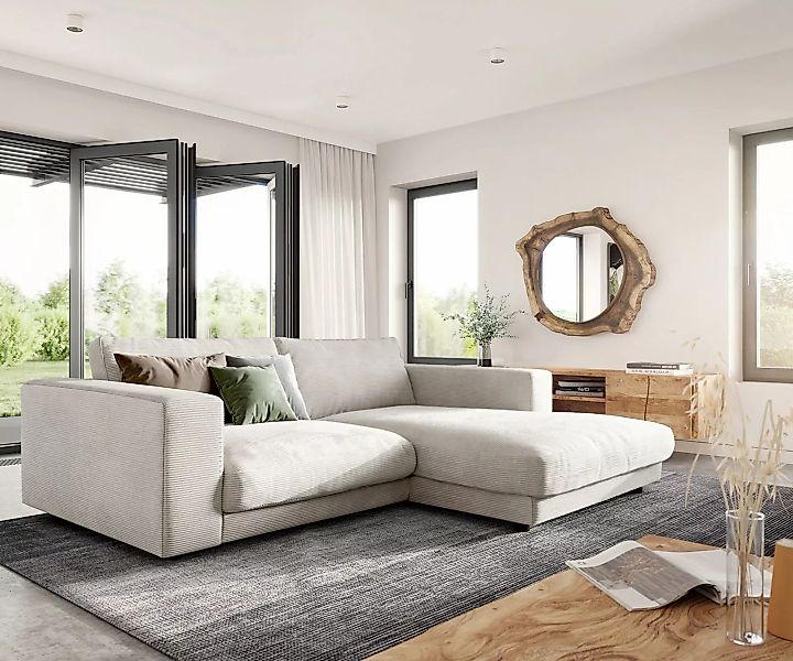 Ecksofa Cubico 250x190 Cord Beige Recamiere rechts günstig online kaufen