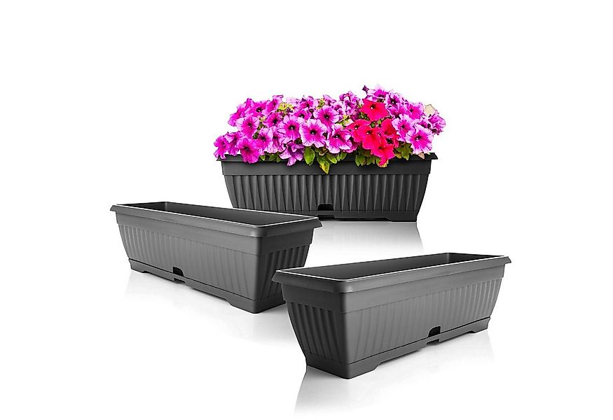 BigDean Blumenkasten 3x Blumenkasten 50 cm mit abnehmbarem Untersetzer Balk günstig online kaufen