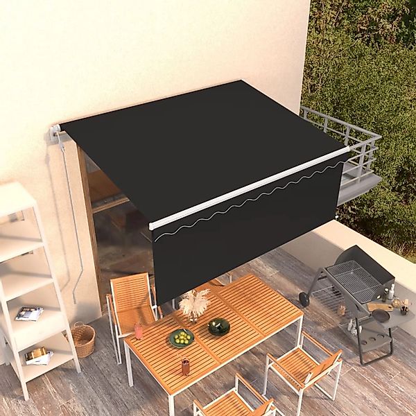 furnicato Markise Automatisch Einziehbar mit Volant 3x2,5 m Anthrazit günstig online kaufen