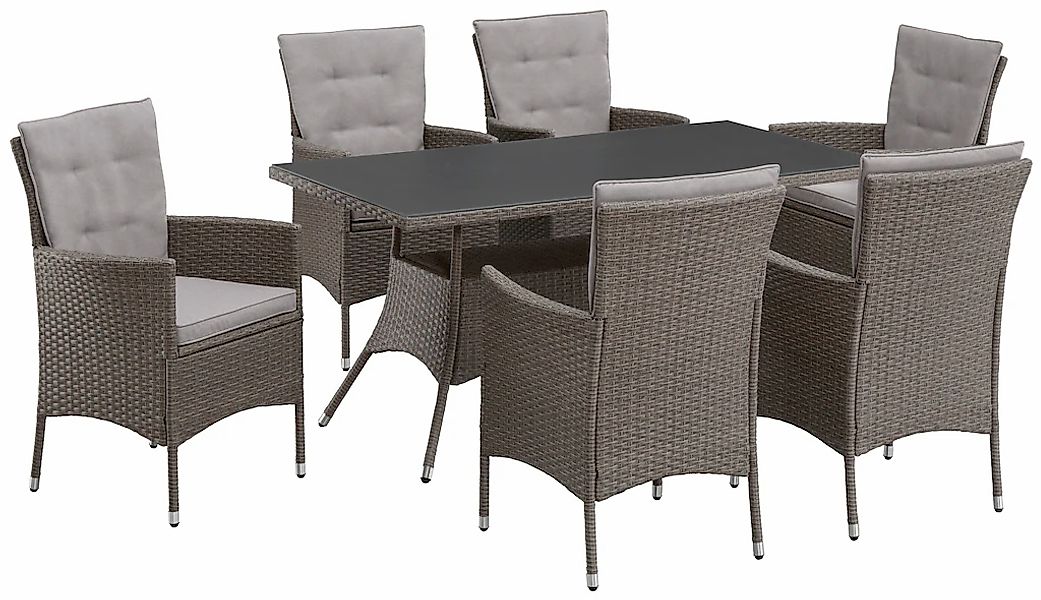 KONIFERA Garten-Essgruppe "Mailand" Set, 6x Sessel, 6x Sitzauflagen, 6x Rüc günstig online kaufen