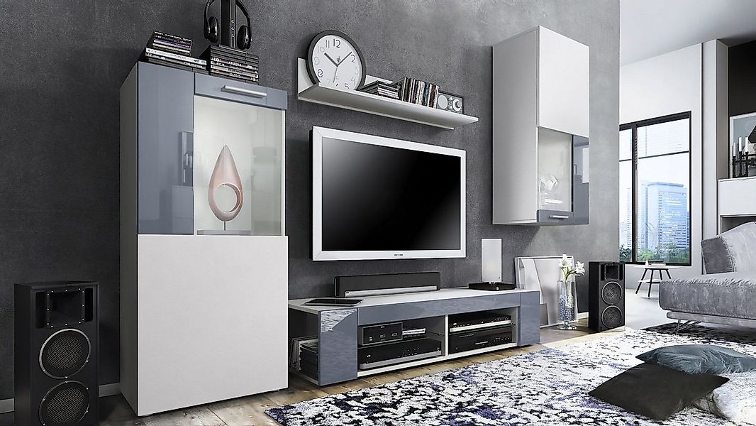 Vladon Wohnwand Movie, (Anbauwand, bestehend aus 1 TV-Board, 2 Vitrinen und günstig online kaufen