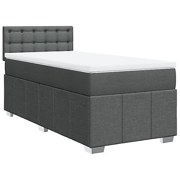 vidaXL Boxspringbett, Boxspringbett mit Matratze Dunkelgrau 80x200 cm Stoff günstig online kaufen
