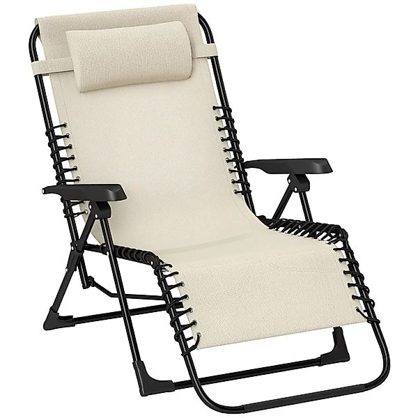 Outsunny Sonnenliege mit Kopfkissen Beige günstig online kaufen