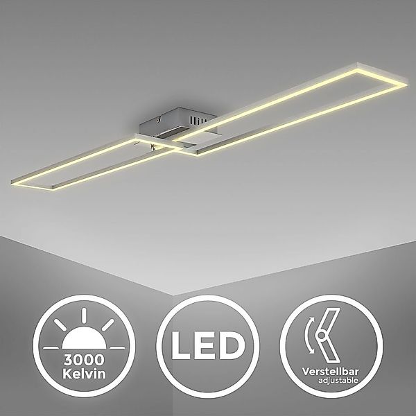 B.K.Licht Deckenleuchte LED-Deckenlampe FRAME 110x25cm Alu-gebürstet günstig online kaufen