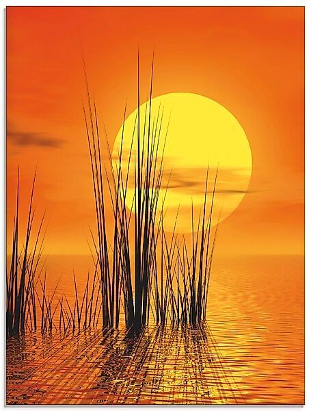 Artland Glasbild »Sonnenuntergang mit Schilf« Sonnenaufgang & -untergang 1 günstig online kaufen