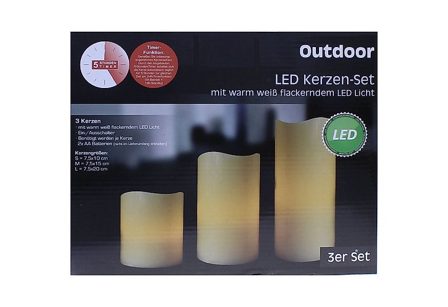 CEPEWA LED-Kerze 3x Kunststoff Timer-Funktion Batteriebetrieb flackernd für günstig online kaufen