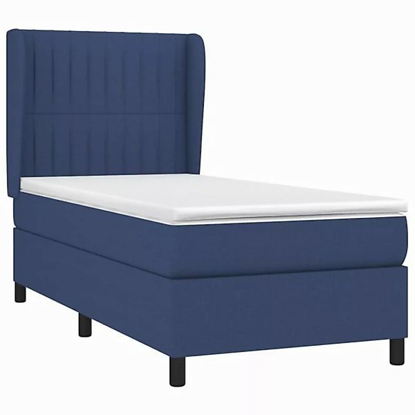 vidaXL Bett Boxspringbett mit Matratze Blau 90x190 cm Stoff günstig online kaufen