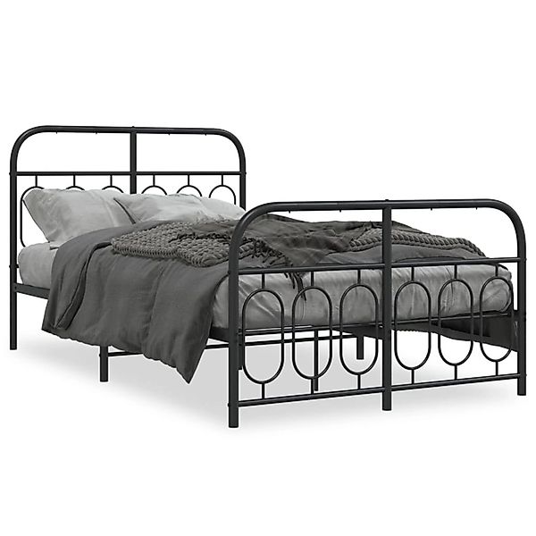 vidaXL Bettgestell mit Kopf- und Fußteil Metall Schwarz 120x190 cm 377132 günstig online kaufen