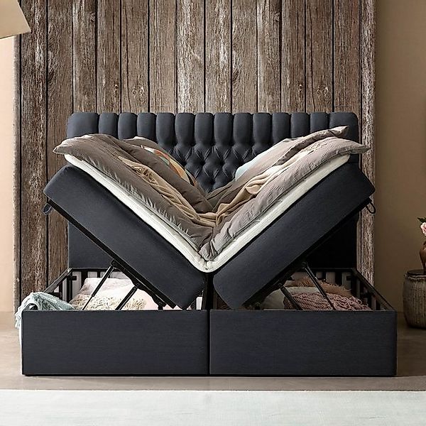 BettCo Stauraumbett Boxspringbett mit Bettkasten Chester (in Schwarz Websto günstig online kaufen