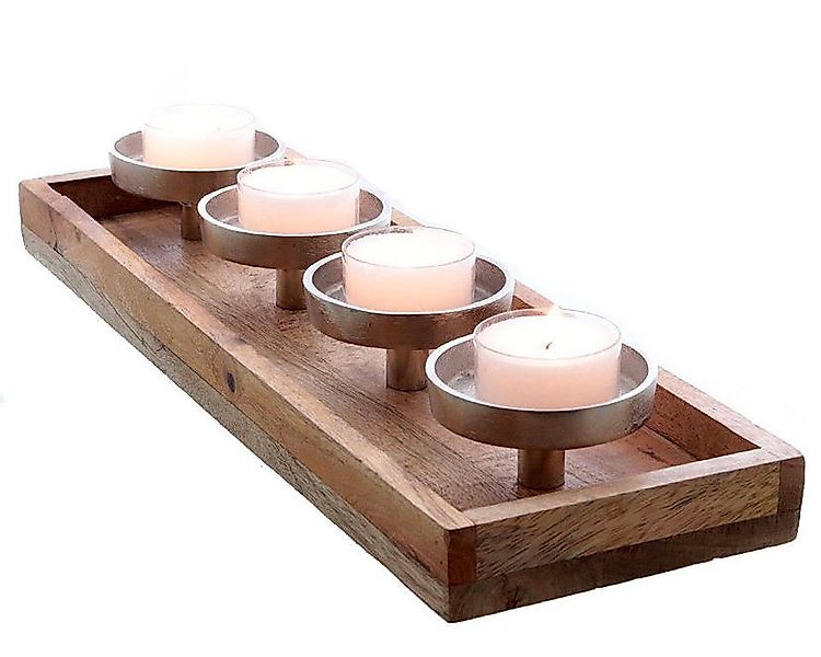 Spetebo Adventskranz Kerzenhalter 4er rechteckig aus Mangoholz, Advents Ker günstig online kaufen