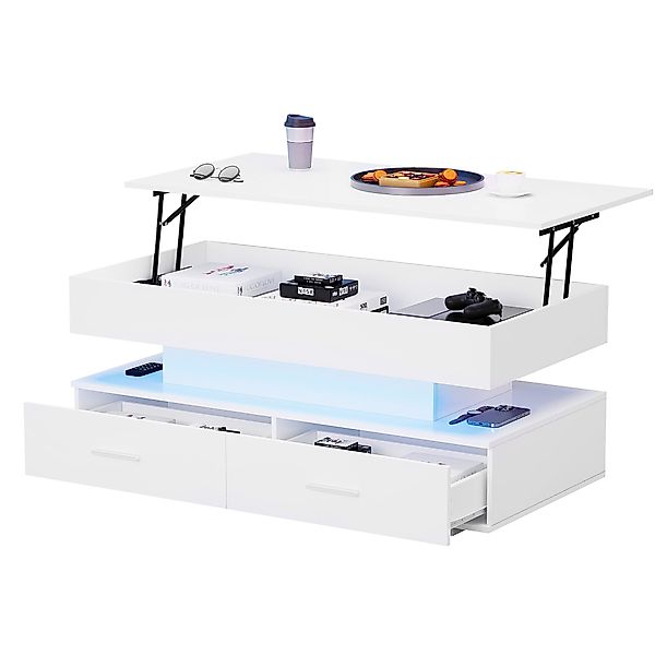Merax Couchtisch mit LED und Schubladen, günstig online kaufen