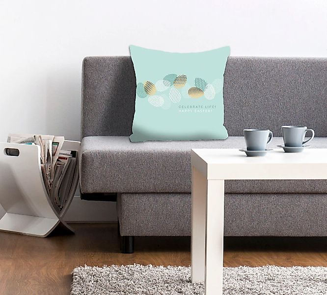queence Dekokissen "CELEBRATE LIFE" mit bunten Ostereiern günstig online kaufen