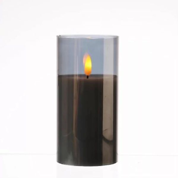MARELIDA LED Kerze im Glas Windlicht flackernd D: 7,5cm H: 15cm anthrazit günstig online kaufen
