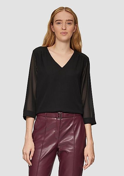 s.Oliver Kurzarmbluse Bluse Chiffonbluse mit Raffung an der Schulter und tr günstig online kaufen