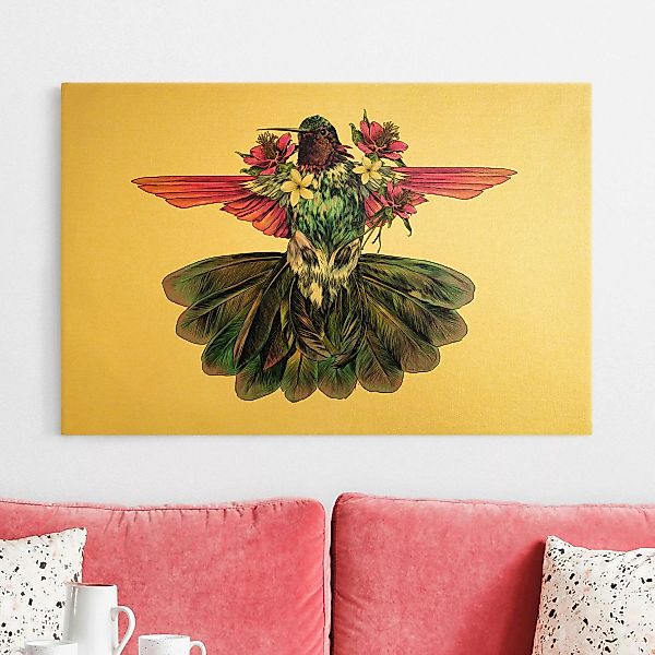 Leinwandbild Illustration floraler Kolibri günstig online kaufen
