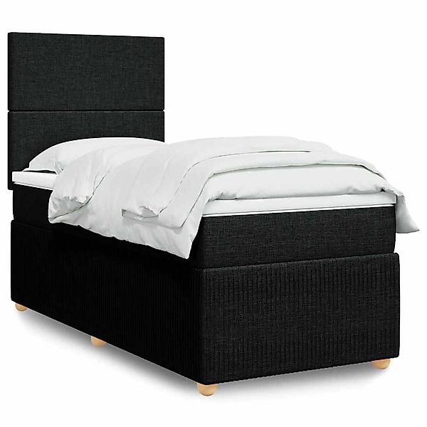 vidaXL Boxspringbett mit Matratze Schwarz 90x200 cm Stoff 3294234 günstig online kaufen