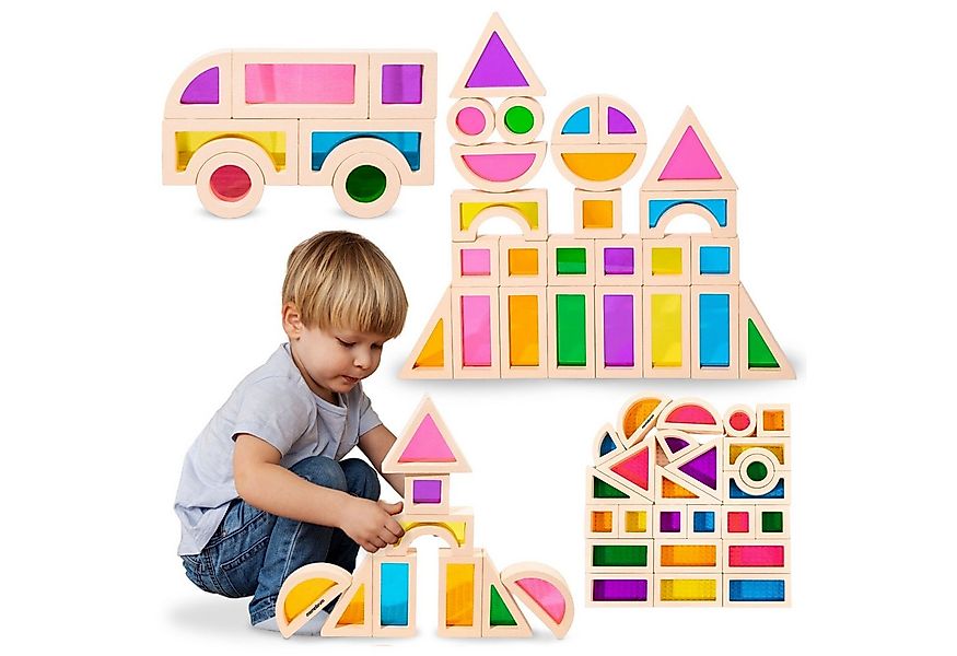 Mamabrum Lernspielzeug Regenbogen-Holzbausteine - 25 Teile, Kinderspielzeug günstig online kaufen