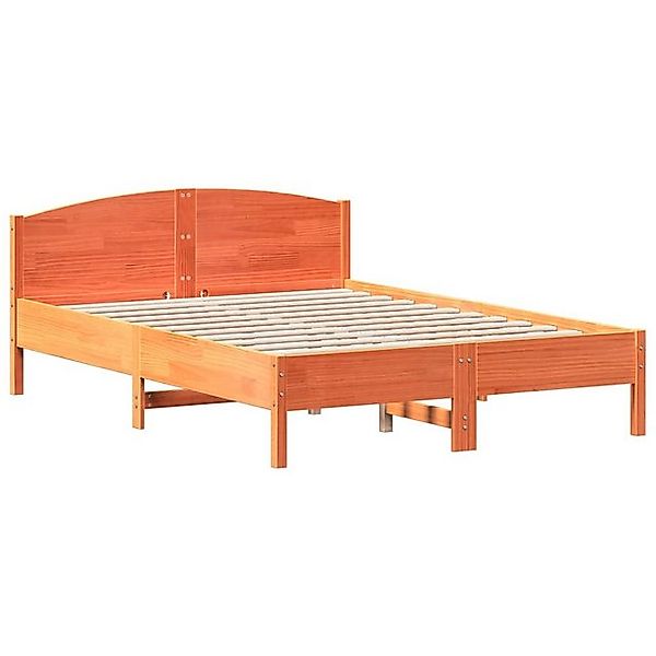 vidaXL Bett Massivholzbett mit Kopfteil Wachsbraun 150x200 cm Kiefer günstig online kaufen