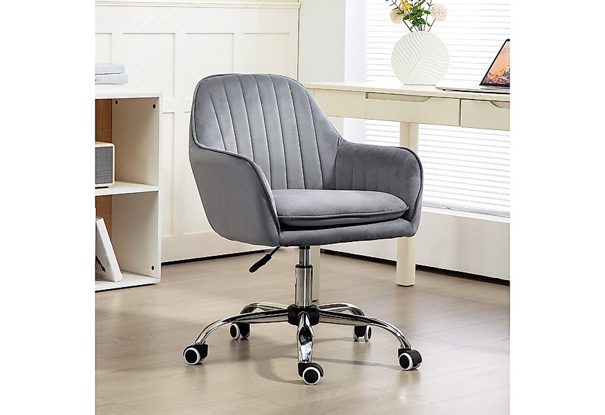 HOMCOM Bürostuhl drehbar, mit Rücken- und Armlehne, Samtoptik (höhenverstel günstig online kaufen