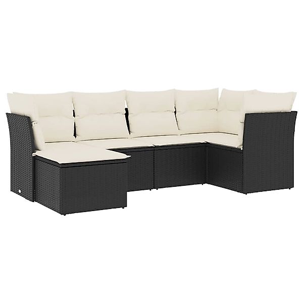 vidaXL 6-Tlg Garten-Sofagarnitur mit Kissen Schwarz Poly Rattan 3217946 günstig online kaufen