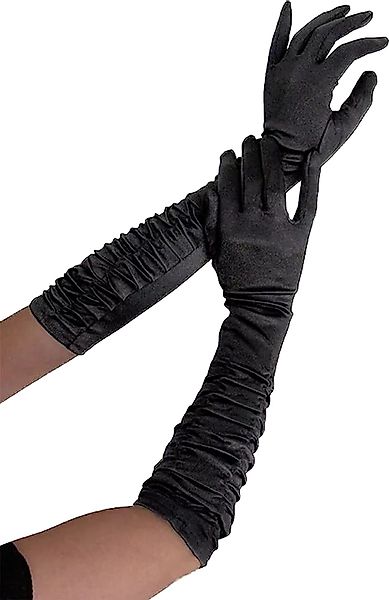 Atixo Abendhandschuhe Satin-Handschuhe in Raffoptik lang günstig online kaufen