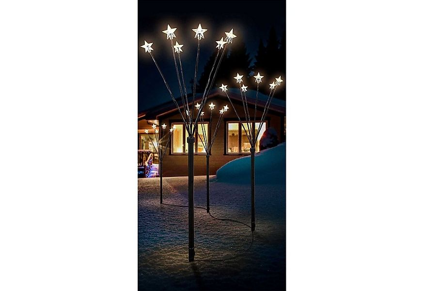 Mojawo Lichtervorhang 4er Set LED-Gartenleuchtstäbe mit 24 Sternen Batterie günstig online kaufen