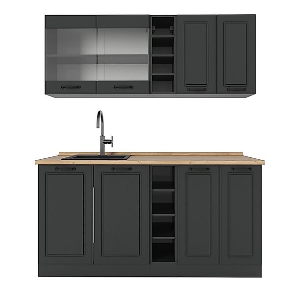 Vicco R-Line Singleküche Anthrazit Landhaus/Anthrazit 160 cm AP Eiche günstig online kaufen
