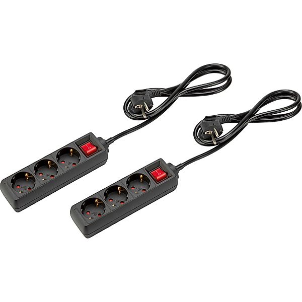 Steckdosenleiste 3-fach Eckig Schwarz 2er-Set günstig online kaufen
