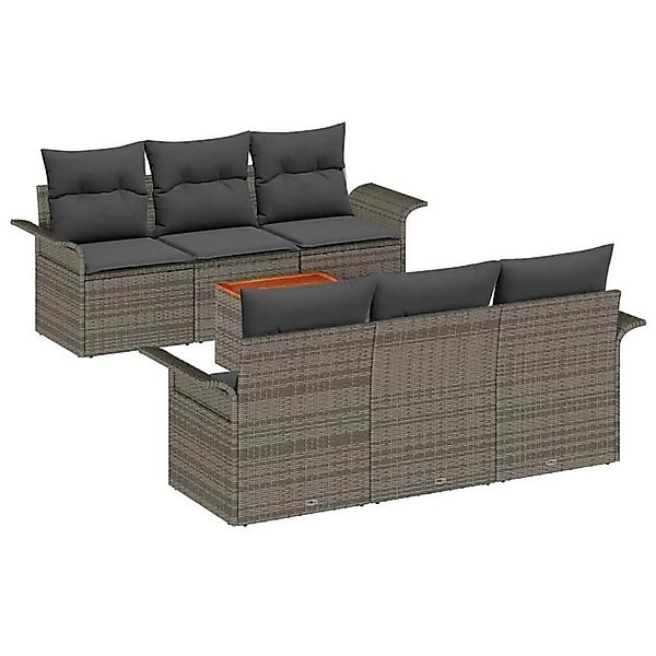 vidaXL Gartensofa-Set mit Speicher 7 Stk Grau Poly-Rattan 3355941 günstig online kaufen