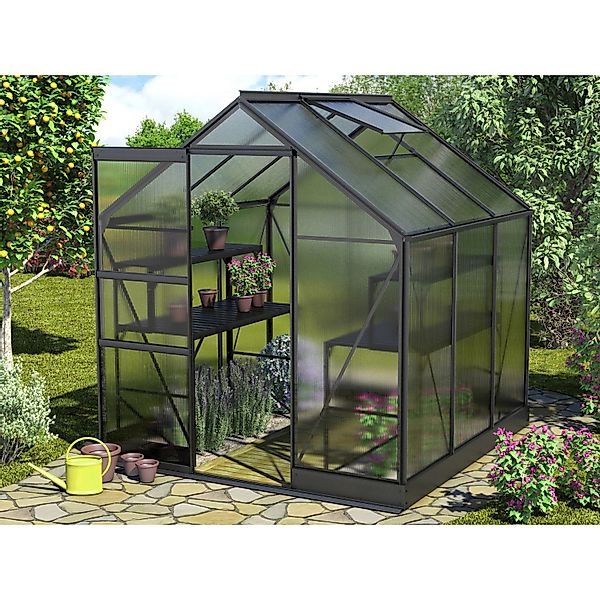 Vitavia Gewächshaus Apollo 3800 Schwarz 3,8 m² inkl. Fundament günstig online kaufen