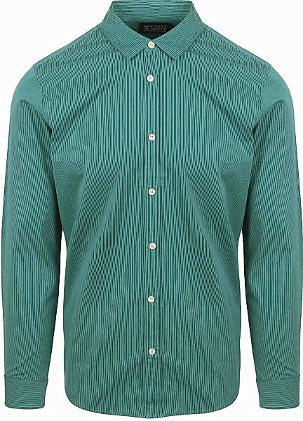 Scotch and Soda Hemd Essential Poplin Stripe Grun - Größe S günstig online kaufen