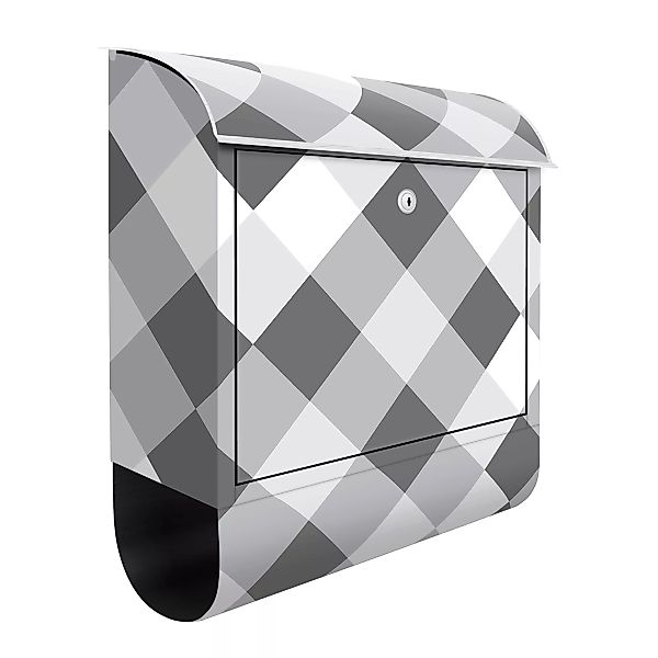 Briefkasten Geometrisches Muster gedrehtes Schachbrett Grau günstig online kaufen