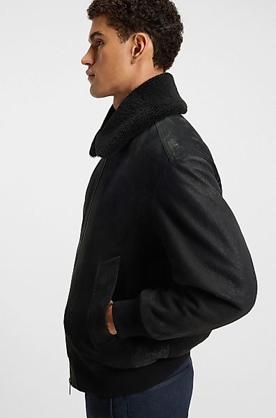BOSS ORANGE Bomberjacke "Jonier", aus Velourleder, abnehmbarer Kragen günstig online kaufen