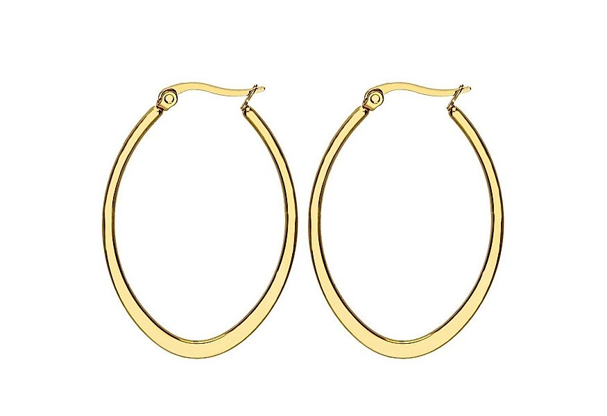 LÖB Paar Creolen Edelstahl 18K gold vergoldet Creolen Ohrringe Oval Tropfen günstig online kaufen