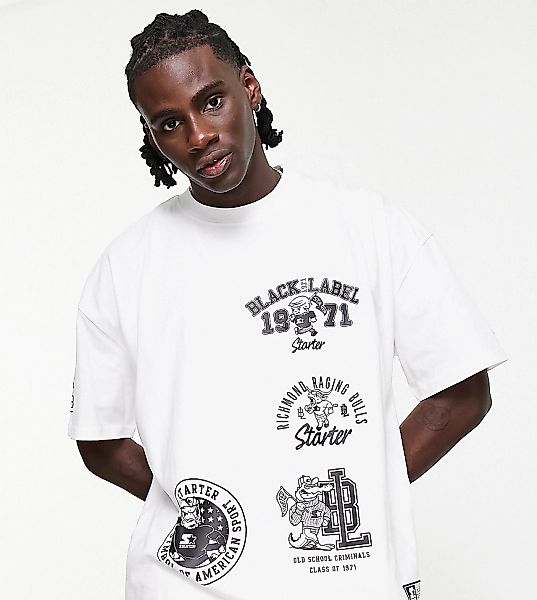 Starter – Kurzärmliges T-Shirt in Weiß mit Vintage-Abzeichen günstig online kaufen