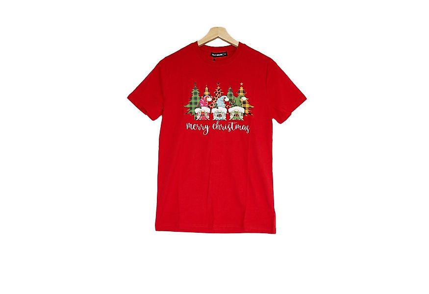 COFI Casuals Rundhalsshirt Weihnachs-T-shirt in Rot - Unisex, 100% Baumwoll günstig online kaufen