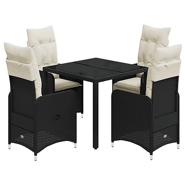 vidaXL 5-tlg Garten-Bistro-Set mit Kissen Schwarz Poly Rattan Modell 7 günstig online kaufen