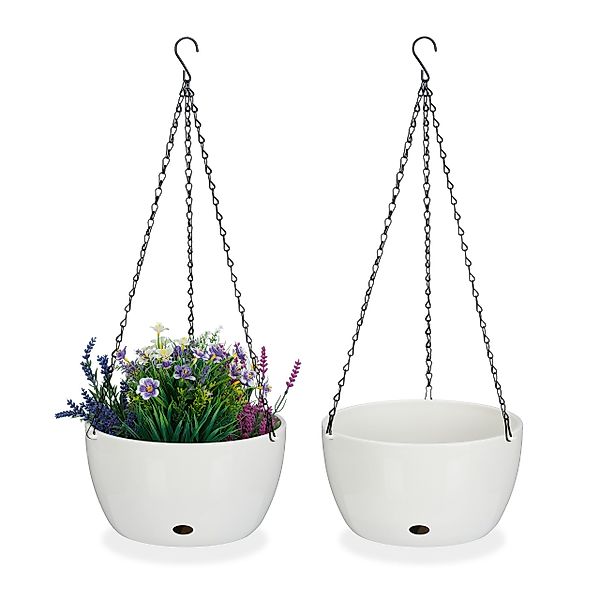 relaxdays Blumenampel 2 Blumenampeln mit Wasserspeicher günstig online kaufen