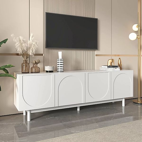 Luxuriöses Lowboard-TV-Möbel mit Struktur-Türen und verstellbaren Trennwänd günstig online kaufen