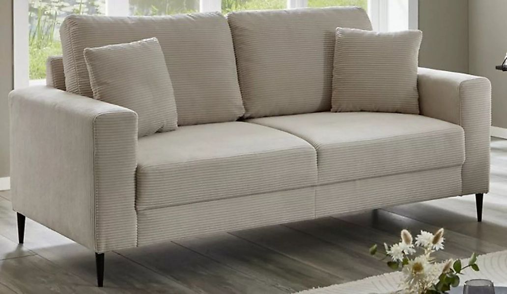 Iwaniccy 2-Sitzer in Cord beige, 2 Zierkissen - 172x84x94cm (BxHxT) günstig online kaufen