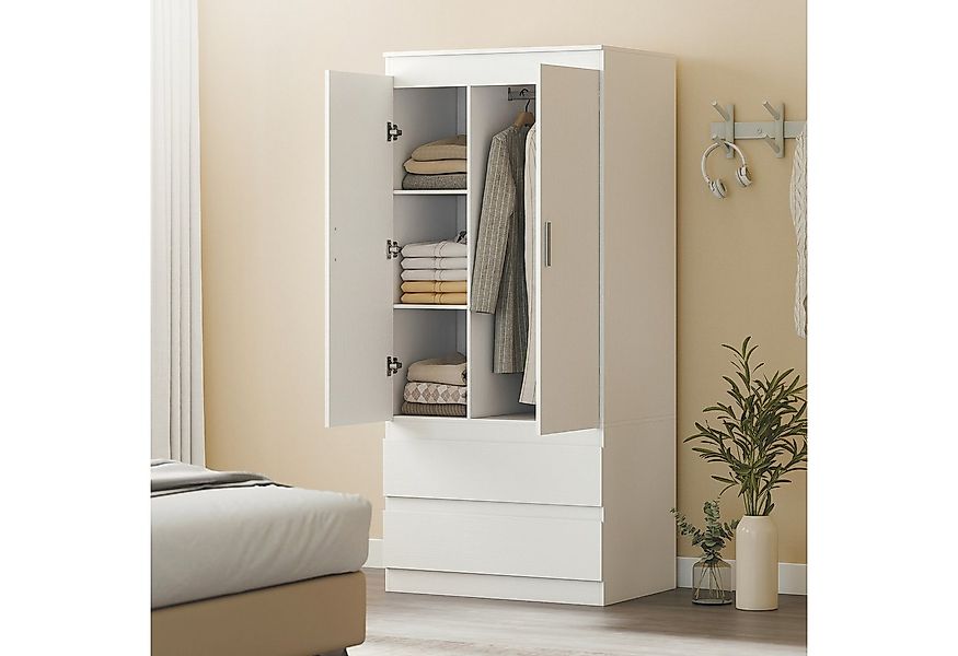 HOMCOM Kleiderschrank mit 2 Türen, 2 Schubladen (Garderobenschrank, 1-St., günstig online kaufen