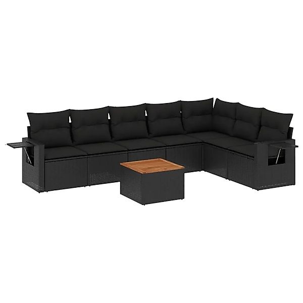 vidaXL 8-Tlg Garten-Sofagarnitur mit Kissen Schwarz Poly Rattan 3224592 günstig online kaufen