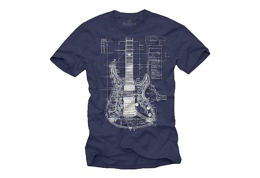 MAKAYA Print-Shirt mit Gitarrenmotiv Herren Musik Geschenke Gitarrenspieler günstig online kaufen