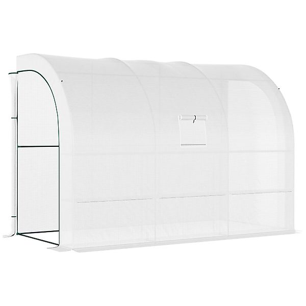 Outsunny Winterfestes Gewächshaus mit Regalen und Fenster Weiß 300 x 150 x günstig online kaufen