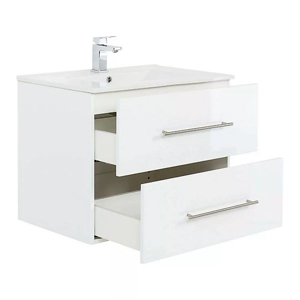Lomadox Waschtisch Badezimmer HELLA-02 in weiß Hochglanz, Unterschrank mit günstig online kaufen