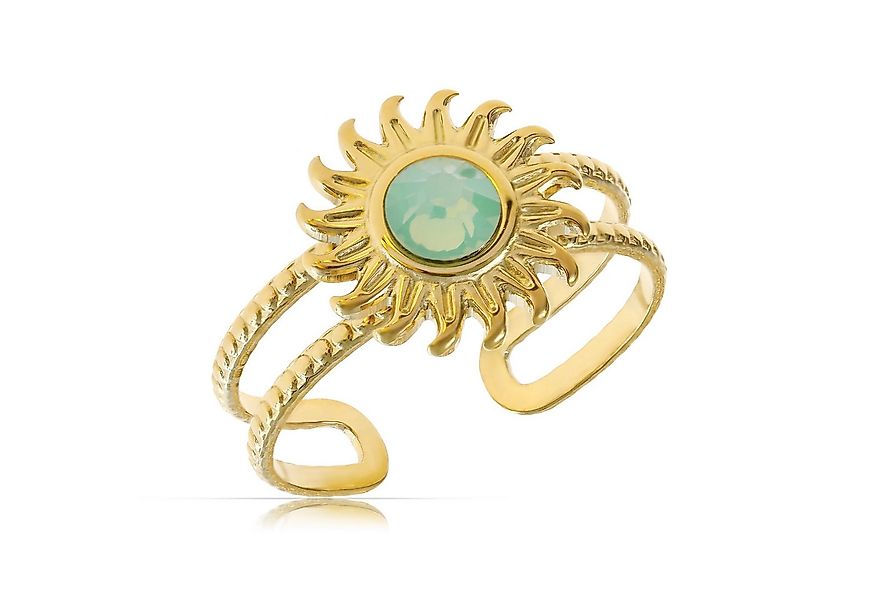 Made by Nami Goldring Damen Ring gold mit Sonnenmotiv türkis verstellbar wa günstig online kaufen
