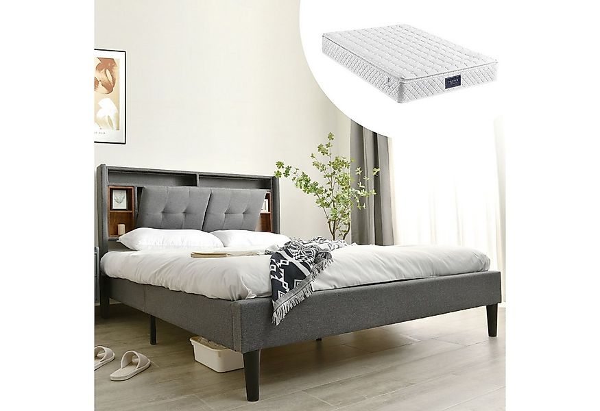 Gotagee Polsterbett LED Doppelbett Stauraum Bettgestell aufladen USB 140x20 günstig online kaufen