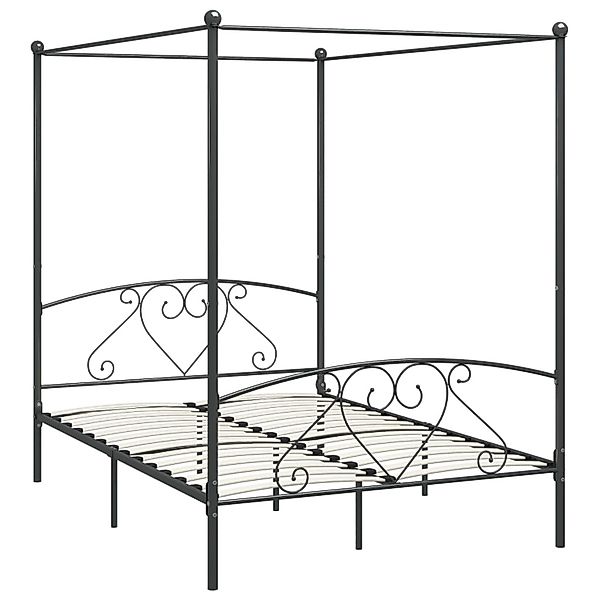 Himmelbett-gestell Grau Metall 160 X 200 Cm günstig online kaufen