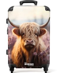 NoBoringSuitcases.com© Hartschalen-Trolley Schottischer Highlander mit rosa günstig online kaufen