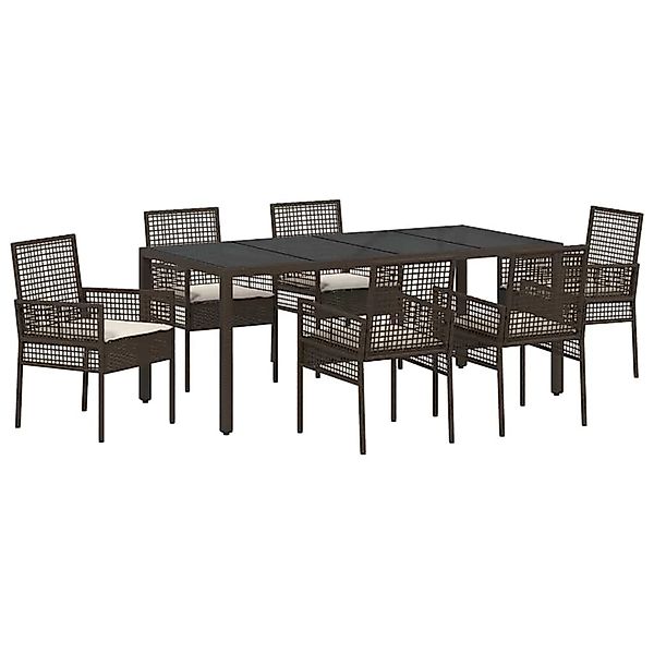 vidaXL Garten Essgruppe 7-Tlg Braun Poly Rattan 3334867 günstig online kaufen